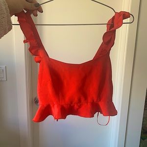 Super down red crop top
